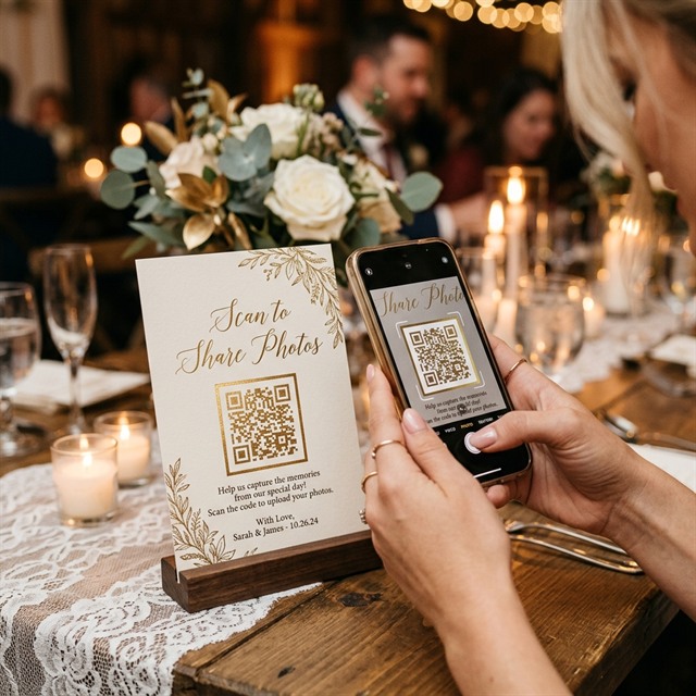 Guest scanning QR code at event